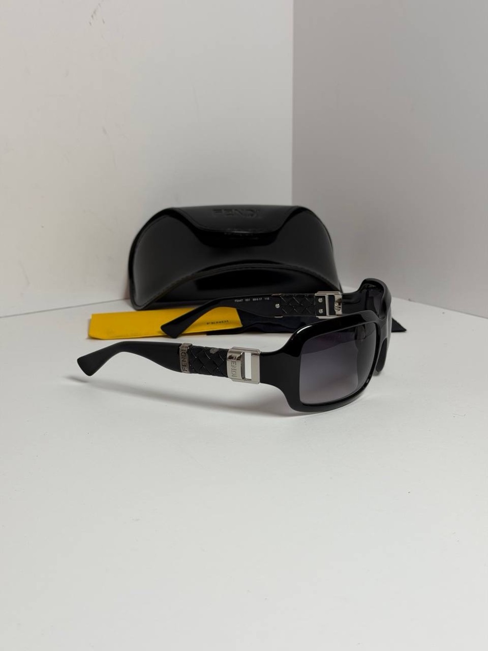 Vintage Fendi Black Square Sunglasses Braided Details